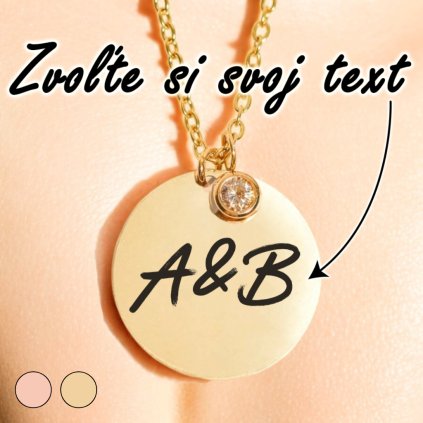Luxusný Náhrdelník - Medailónik na retiazke so zirkónom - S vlastným odkazom