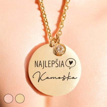 Luxusný Náhrdelník - Medailónik na retiazke so zirkónom - Najlepšia kamoška