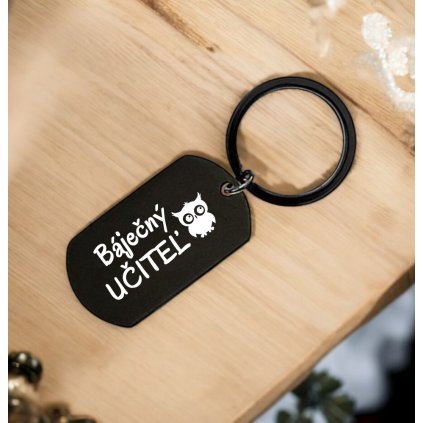 Krásna kovová čierná kľúčenka - Báječný učiteľ