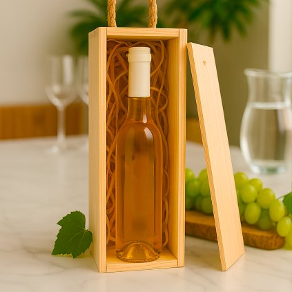Drevená krabička na víno s výsuvným vekom