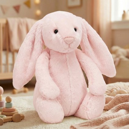 Roztomilý růžový plyšový zajačik