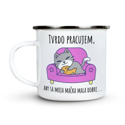 Plecháčik Tvrdo pracujem. Farebná Mačka
