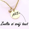 Luxusní náhrdelník - Medailonek na řetízku se zirkonem - S vlastním textem iniciály