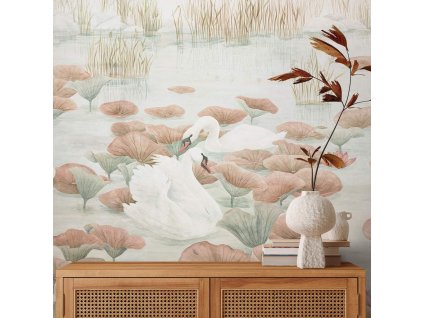 Swan Lake Wallpaper Terracotta close up Square web Sian Zeng 1024x1024