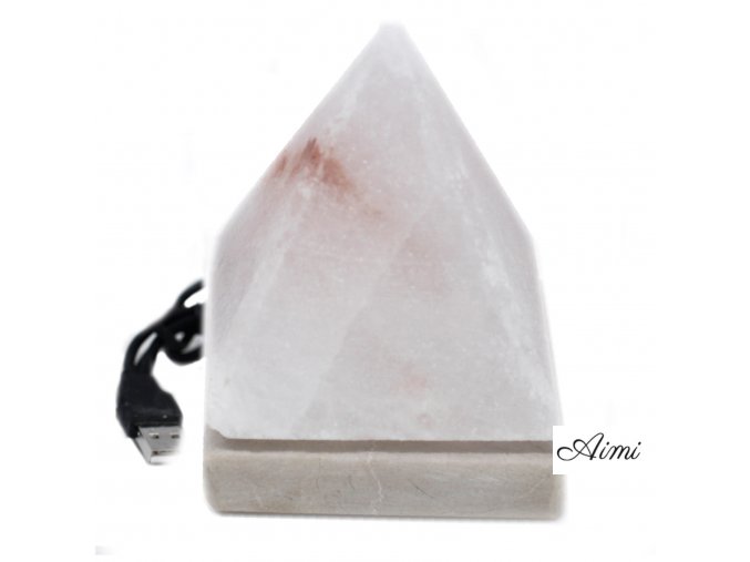 USB Biela Soľná Lampa Viacfarebná - Pyramída 9 cm