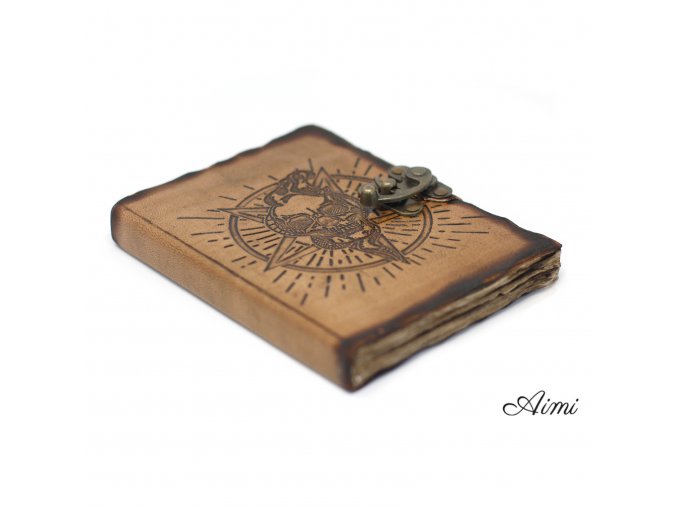 Kožený Zápisník (18x13 cm) - Pentagram & Lebka