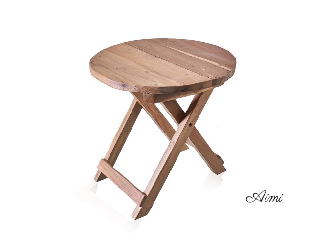 Okrúhly konferenčný stolík z recyklovaného dreva- 50x50cm