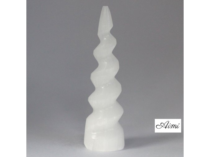 Selenitová Špirálová Veža - Roh Jednorožca - 15 cm (Varianta Roh Jednorožca - 15 cm)