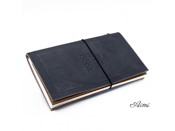 Ručne Vyrábaný Kožený Zápisník - Moja Malá Čierna Kniha - Čierny (80 strán)
