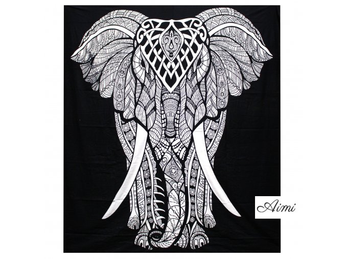 Black & White Prikrývka na Posteľ (Dvojlôžko) - Slon