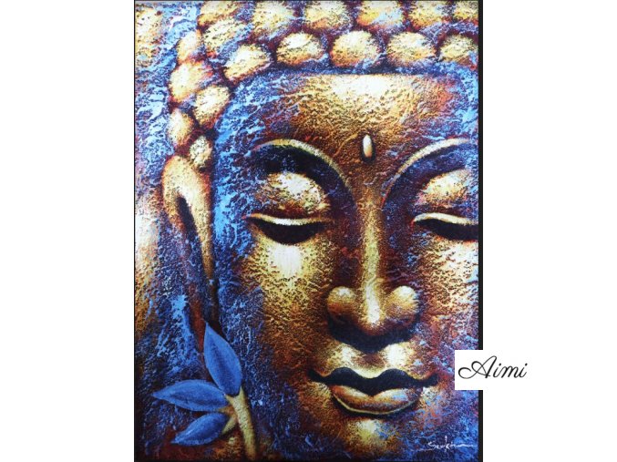 Obraz Budhu- Zlatá Tvár a Lotosový Kvet
