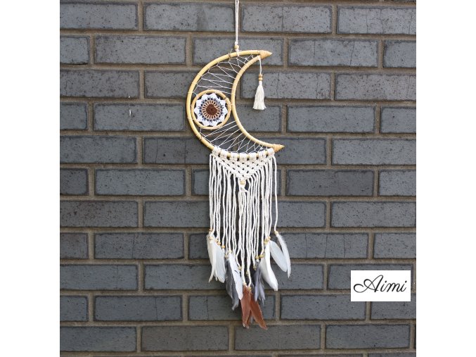 Ochranný Lapač Snov - Macramé - Mesiac - Rôzne Farby (Varianta Macramé - Mesiac)
