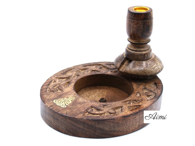 Stojan na Vonné Kužele "Tečúci Dym" - Mangové Drevo - Malý - Buddha (Varianta Mangové Drevo - Malý)