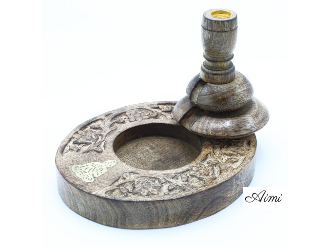 Stojan na Vonné Kužele "Tečúci Dym" - Mangové Drevo - Stredný - Buddha (Varianta Mangové Drevo - Stredný)