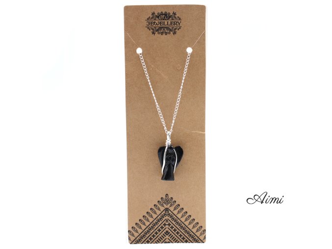 Prívesky z Drahých Kameňov - Čierny Achát - Strážny Anjel (Varianta Čierny Achát - Strážny Anjel)