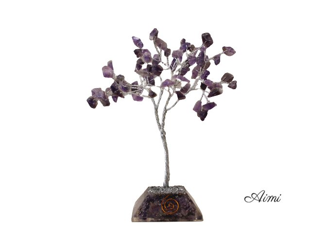 Stromček Šťastia s Orgonitovým Podstavcom - 80 Kamienkov - Amethyst (Varianta 80 Kamienkov - Amethyst)