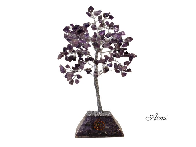Stromček Šťastia s Orgonitovým Podstavcom - 160 Kamienkov - Amethyst (Varianta 160 Kamienkov - Amethyst)