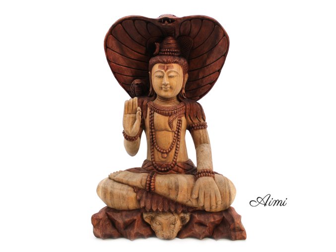 Ručne Vyrezávaná Socha Budhu - Shiva s Kobrou - 50cm