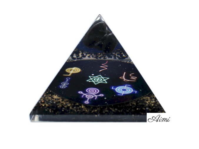 Orgonitová Pyramída - Polnočné Reiki - 90mm (Varianta Polnočné Reiki - 90mm)