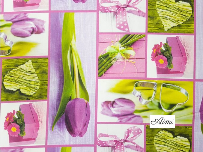 dekoracna latka ruzovy tulipan digitalna potlac 140 cm 40350624