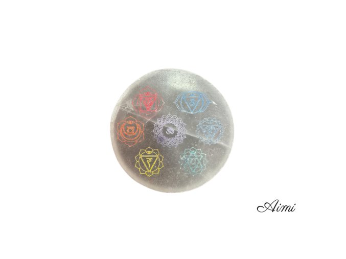Stredná Selenitová Podložka 10cm - Chakra - Farebná (Varianta Chakra - Farebná)