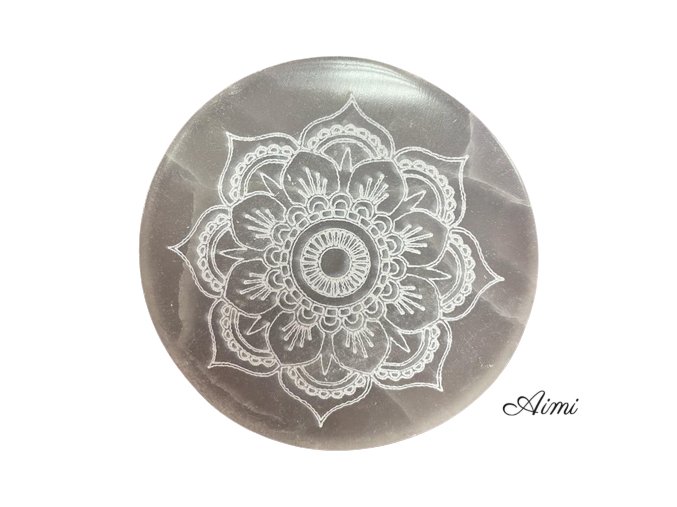 Stredná Selenitová Podložka 10cm - Lotus Mandala