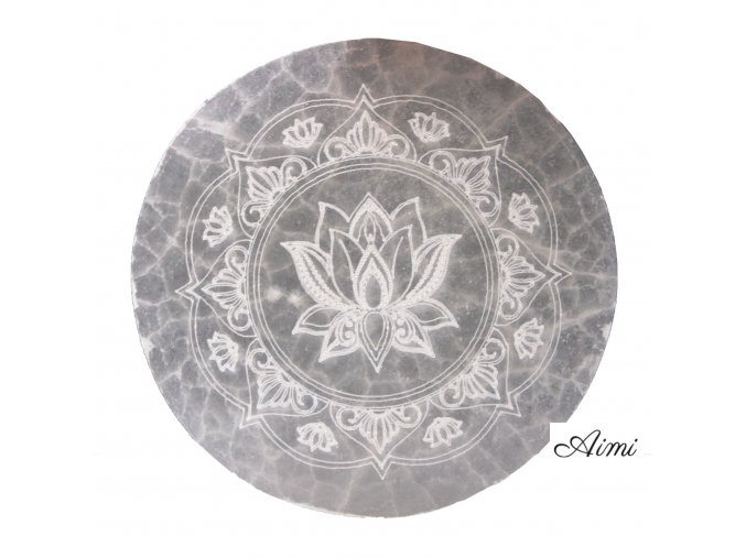 Stredná Selenitová Podložka 10cm - Lotus Mandala