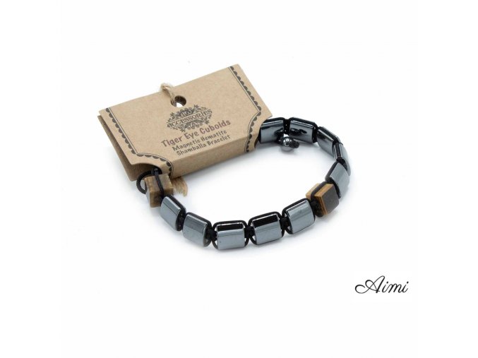 Magnetický Hematitový Náramok Shamballa - Kocky - Tigrie Oko (Varianta Kocky - Tigrie Oko)
