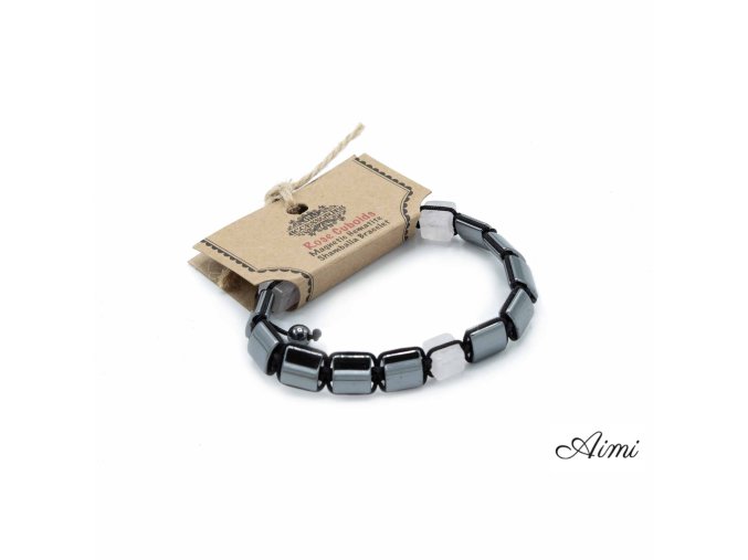 Magnetický Hematitový Náramok Shamballa - Kocky - Ruženín (Varianta Kocky - Ruženín)