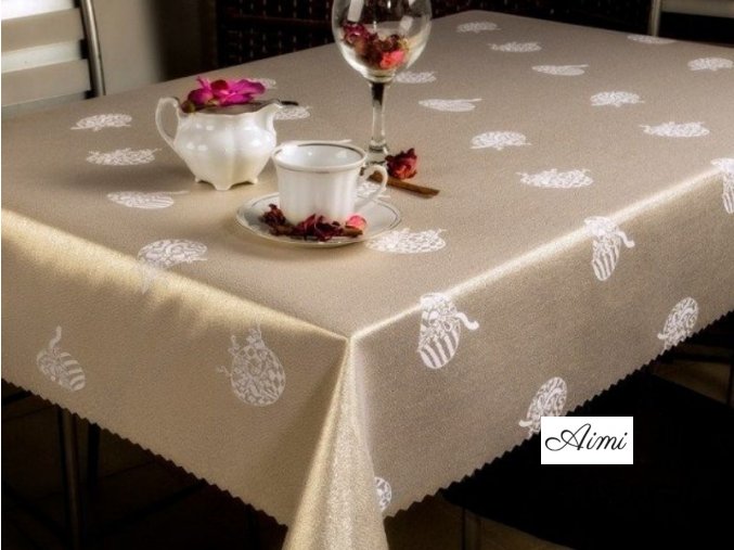 eng pl Double sided Tablecloths with stain resistant coating Gold 1391 7168 1
