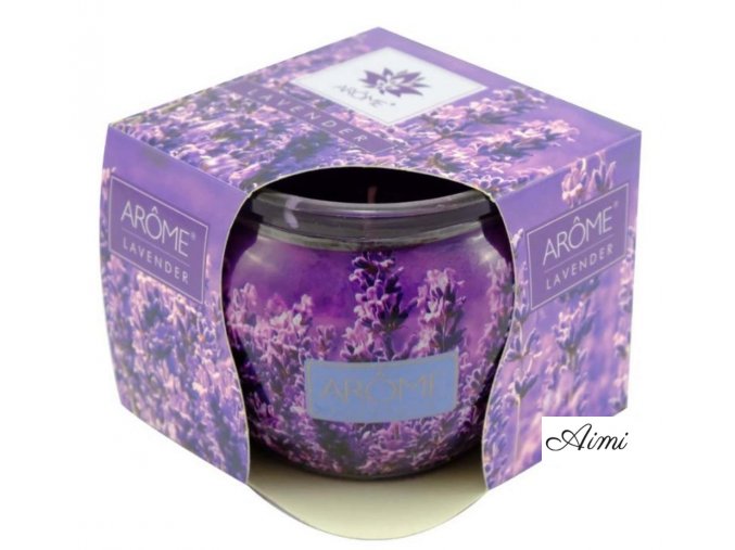 Vonná sviečka fialová levanduľa v skle Lavender