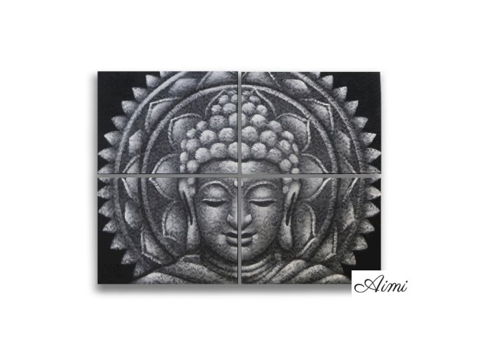 Detail Brokátu Sivý Buddha Mandala Obraz 30x40cm x 4 (Varianta Detail Brokátu Sivý Buddha Mandala Obraz 30x40cm x 4)