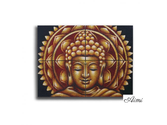 Detail Brokátu Zlatý Buddha Mandala Obraz 30x40cm x 4