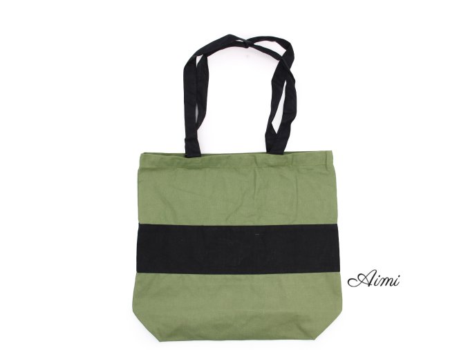Dvojfarebná Bavlnená Taška - 38 x 42 x 12 cm - Zelená a Čierna - 10 oz (Varianta 38 x 42 x 12 cm - Zelená a Čierna)