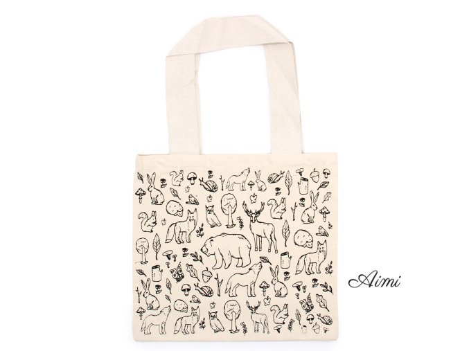 Veľká Bavlnená Nákupná Taška - 38 x 42 cm - Život v Lese - 10 oz (Varianta 38 x 42 cm - Život v Lese)