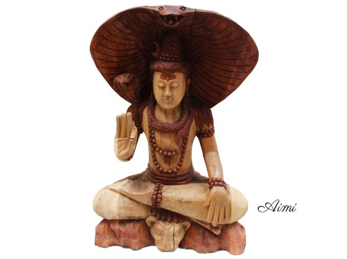 Ručne Vyrezávaná Socha Budhu - Shiva s Kobrou - 50cm - Poškodená (Varianta Shiva s Kobrou - 50cm)