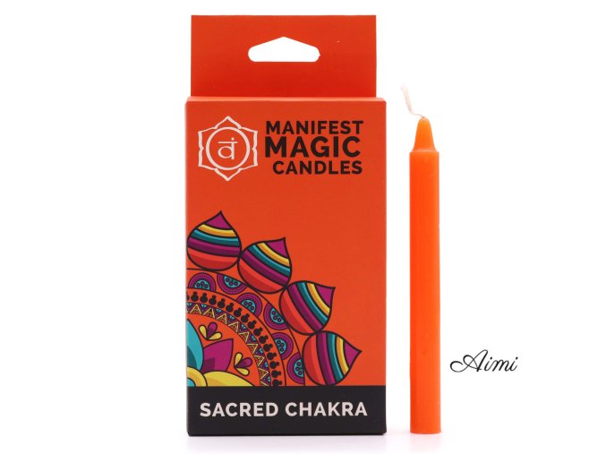 Ezoterické Magické Sviečky (balenie po 12 ks) - Oranžové - Sakrálna Čakra (Varianta Oranžové - Sakrálna Čakra)