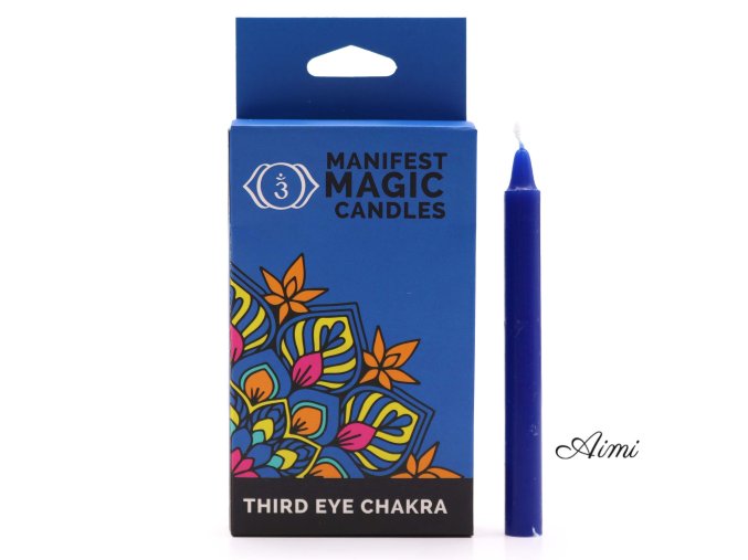 Ezoterické Magické Sviečky (balenie po 12 ks) - Tmavo Modré - Čakra Tretieho Oka (Varianta Tmavo Modré - Čakra Tretieho Oka)