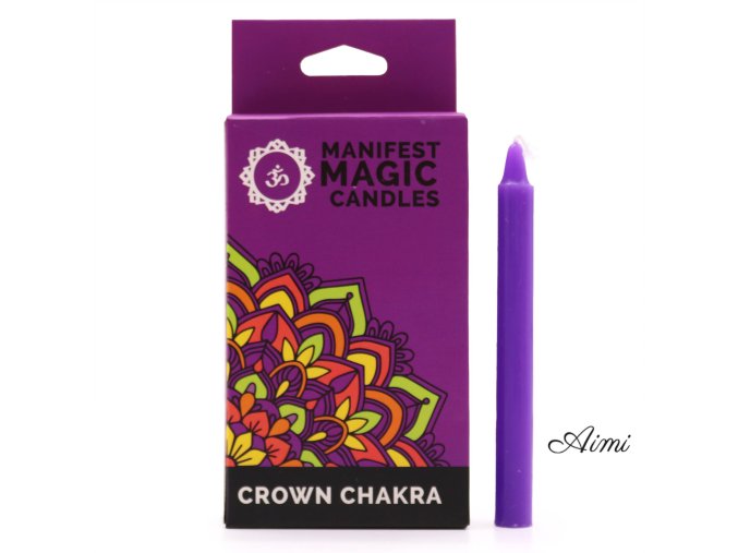 Ezoterické Magické Sviečky (balenie po 12 ks) - Fialové - Korunná Čakra (Varianta Fialové - Korunná Čakra)