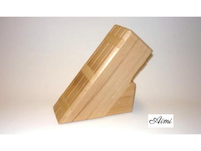Stojan na nože drevený 18cm 6-nožový svetlé drevo