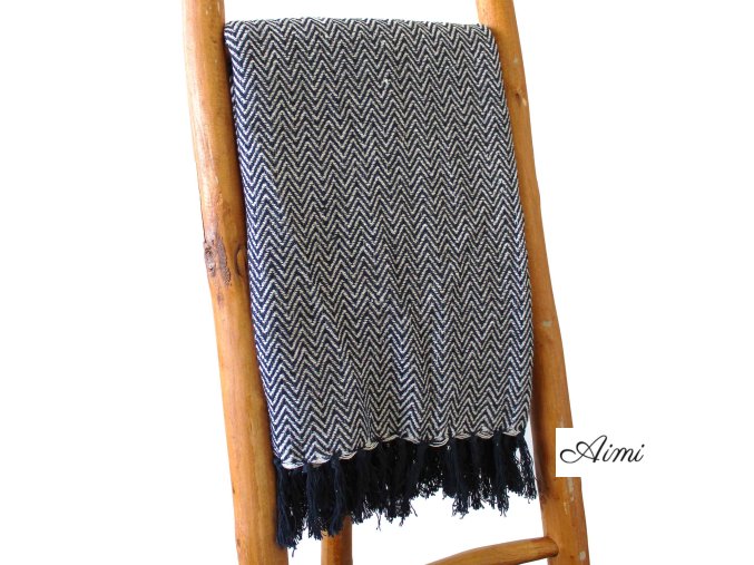 Boho Pohodlný Prehoz - 125 x 150 cm - Námornícka cik-cak