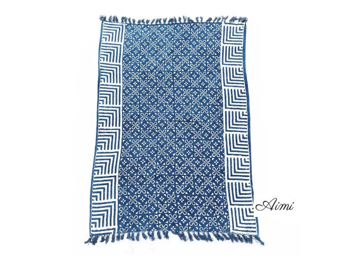 Ručne Vyrábaný Indigový Prehoz - 170x120cm - Kasba Dlaždice (Varianta 170x120cm - Kasba Dlaždice)