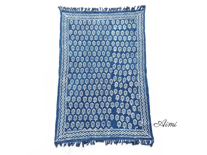 Ručne Vyrábaný Indigový Prehoz - 170x120cm - Kvet Chhota (Varianta 170x120cm - Kvet Chhota)