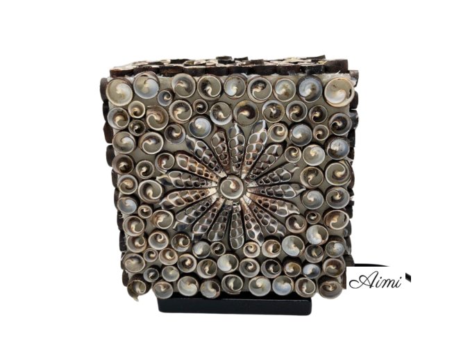 Boho Lampa z Morských Mušlí - Čokoládová Twist Kocka - 15cm (Varianta Čokoládová Twist Kocka - 15cm)