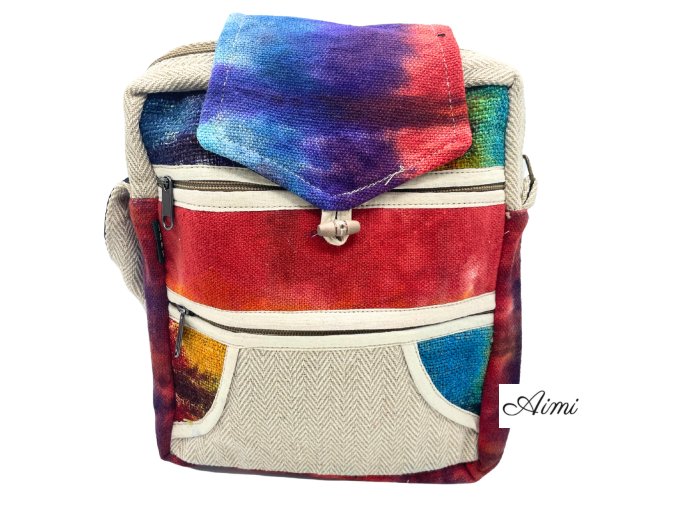 Tie Dye Konopná Taška s 2 Zipsami a Uzatváraním (Varianta Tie Dye Konopná Taška s 2 Zipsami a Uzatváraním)