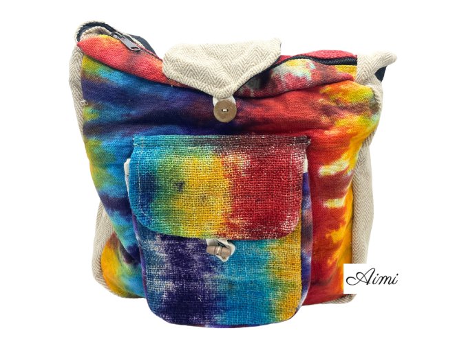 Tie Dye Konopná Študijná Taška s Predným Vreckom (Varianta Tie Dye Konopná Študijná Taška s Predným Vreckom)