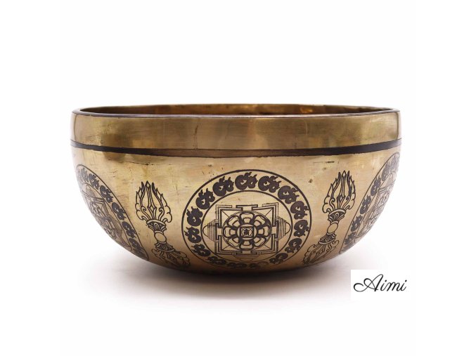 Tibetská Liečivá Gravírovaná Miska - 21cm - 5 Budhov