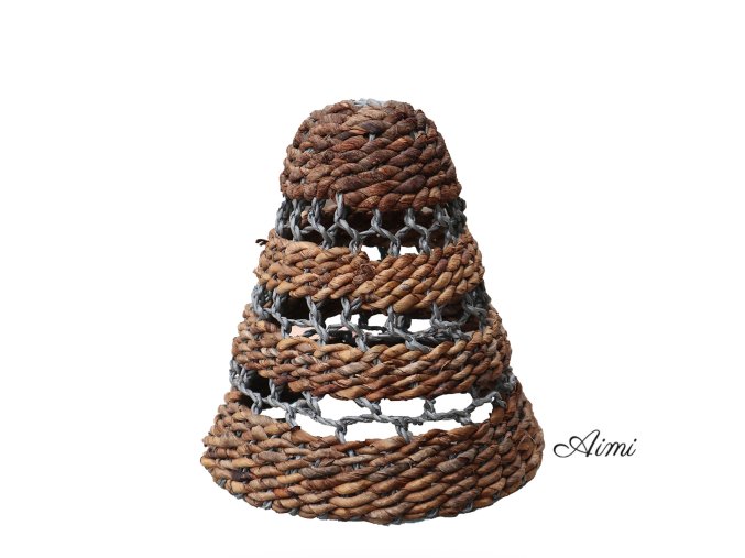 Malé Tienidlo na Lampu z Banánového Listu Abu-Abu Raffia - H:25xD:20cm