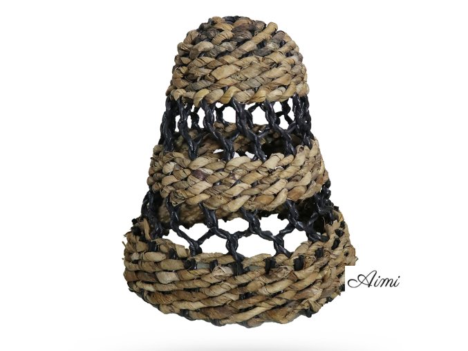 Veľké Tienidlo na Lampu z Banánového Listu Hitam Raffia - H:36xD:34cm