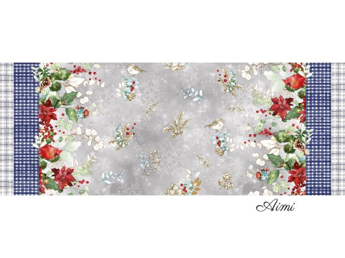 PVC obrus v šírke 140cm KRÁSNE MODRÉ VIANOCE - celá rolka 20 metrov